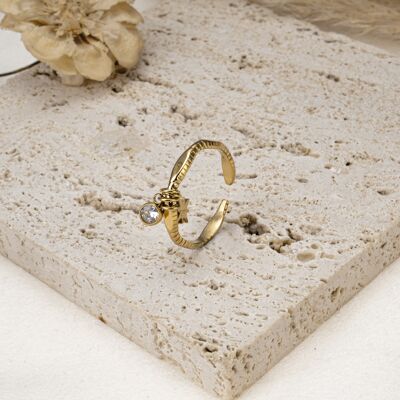 Golden adjustable ring with pendants