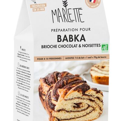 Zubereitung für Bio-Kuchen: Babka Brioche mit Schokolade & Haselnüssen – Für 8 Personen – 400g