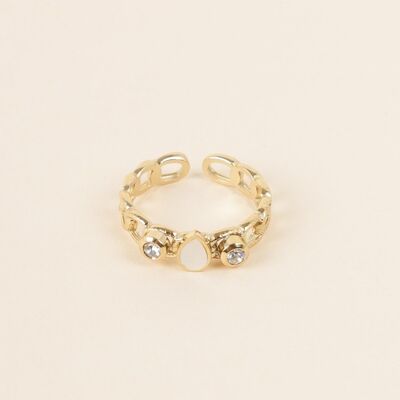 Anillo dorado ajustable con perla