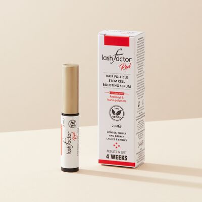 Lashfactor RED - Siero per la crescita di ciglia e sopracciglia potenziato dalle cellule staminali (confezione singola) - 2 ml