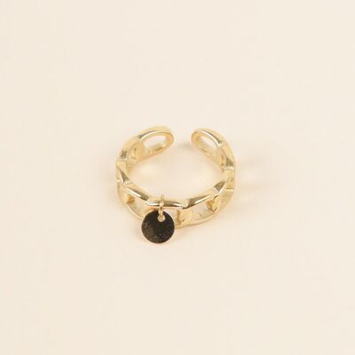 Adjustable golden ring with pendant