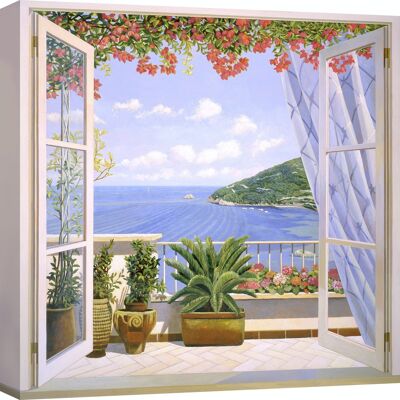 Peinture en trompe-l'oeil sur toile : Andrea Del Missier, Fenêtre sur la mer