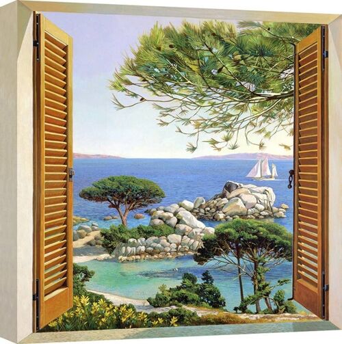 Quadro Trompe-l'oeil su tela: Andrea Del Missier, Finestra sul Mediterraneo