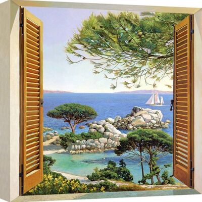 Peinture en trompe-l'oeil sur toile : Andrea Del Missier, Fenêtre sur la Méditerranée