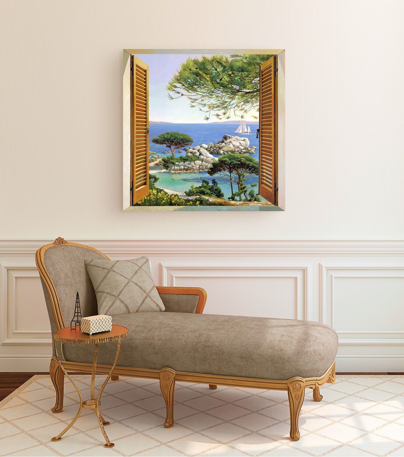 Quadro Trompe-l'oeil su tela: Andrea Del Missier, Finestra sul Mediterraneo