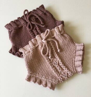 Bloomer victorien bio tricoté à la main, super doux, élégant short pour bébé fille, cadeau parfait. 6