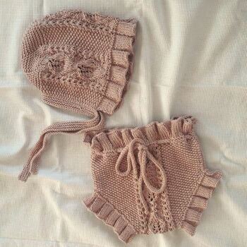 Bloomer victorien bio tricoté à la main, super doux, élégant short pour bébé fille, cadeau parfait. 2
