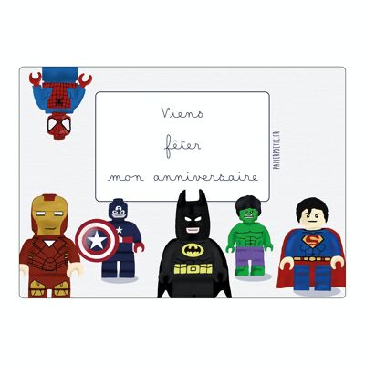 Lot Cartes D’invitation “Super-Héros Lego”