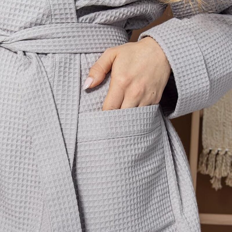 ladies grey waffle dressing gown Buy wholesale Unisex Lightweight Textured Robe Hooded