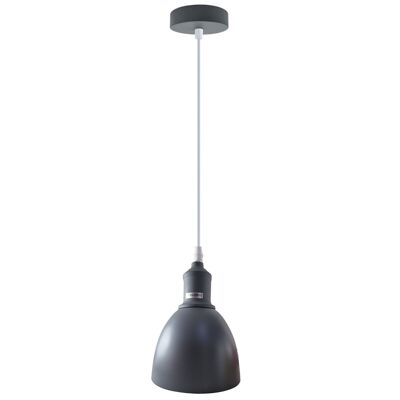 Lámpara colgante de techo industrial vintage retro ajustable gris con soporte E27 Uk ~ 4024
