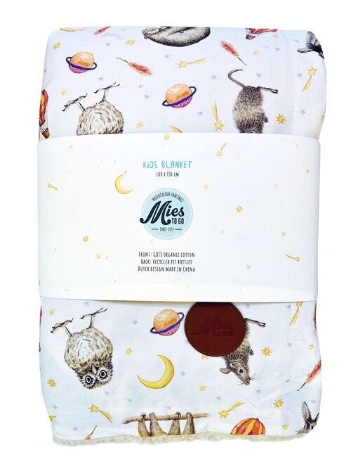 Kids blanket dreamy animals - 100 x 150 cm - organic cotton (GOTS) and recycled polyester