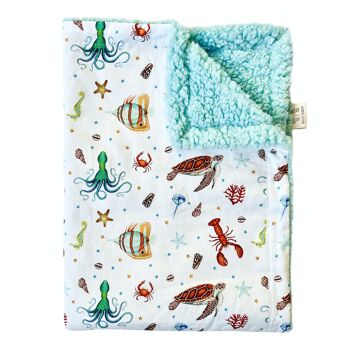 Couverture enfant animaux marins océan - 100 x 150 cm - coton biologique (GOTS) et polyester recyclé 3