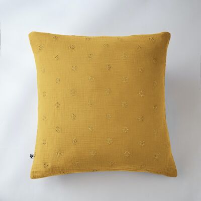 Cotton gauze pillowcase 60 x 60 cm GAÏA BOHO Saffron