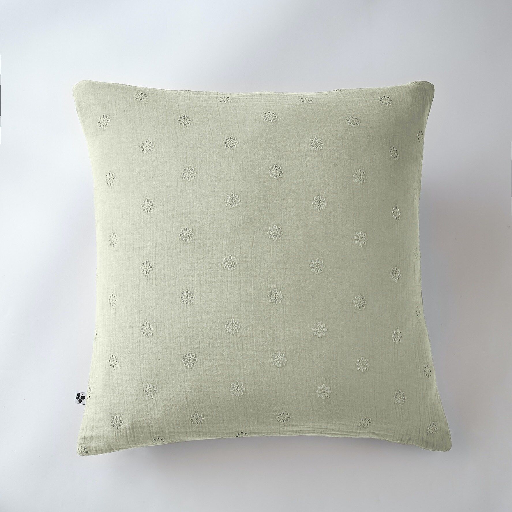 Federa in garza di cotone 60 x 60 cm GAÏA BOHO Verde acqua