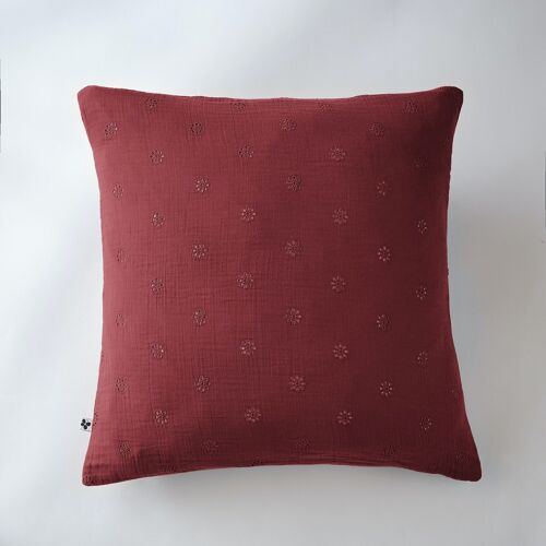 Taie d'oreiller Gaze de coton 60 x 60 cm GAÏA BOHO Lie de vin