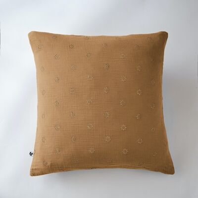 Cotton gauze pillowcase 60 x 60 cm GAÏA BOHO Camel