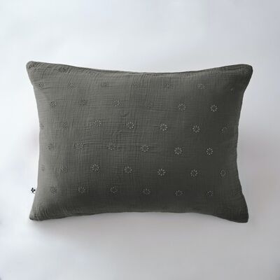 Cotton gauze pillowcase 50 x 70 cm GAÏA BOHO Granite