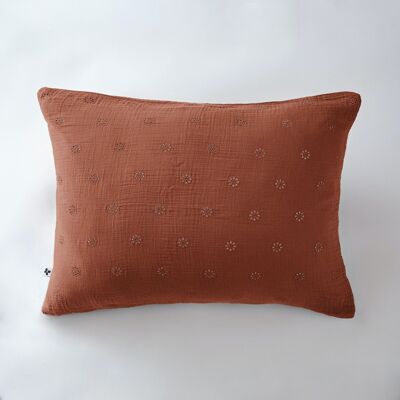 Cotton gauze pillowcase 50 x 70 cm GAÏA BOHO Terracotta