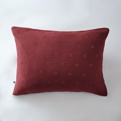 Cotton gauze pillowcase 50 x 70 cm GAÏA BOHO Burgundy