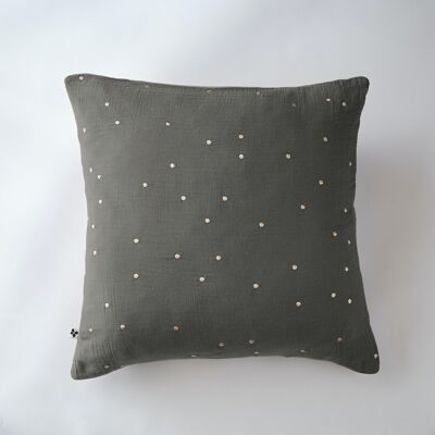 Cotton gauze pillowcase 60 x 60 cm GAÏA CHIC Granite