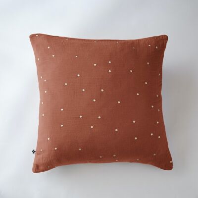 Cotton gauze pillowcase 60 x 60 cm GAÏA CHIC Terracotta