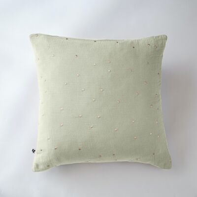 Taie d'oreiller Gaze de coton 60 x 60 cm GAÏA CHIC Vert d'eau