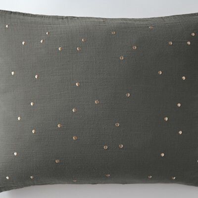 Cotton gauze pillowcase 50 x 70 cm GAÏA CHIC Granite