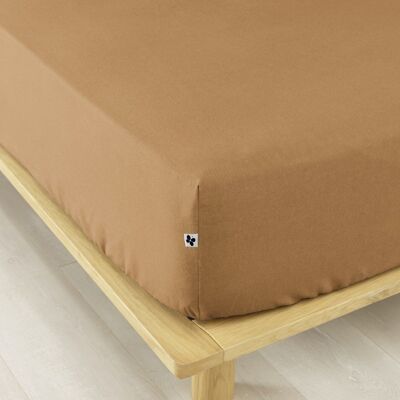 Flannel fitted sheet 160 x 200 cm CANDICE Camel
