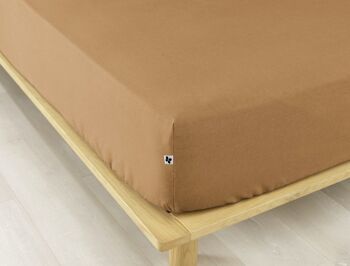 Drap housse Flanelle 160 x 200 cm CANDICE Camel 1