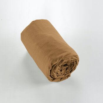 Drap housse Flanelle 160 x 200 cm CANDICE Camel 2