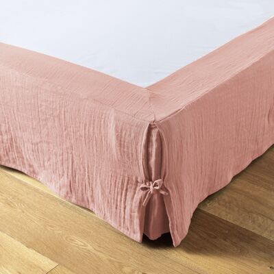 Gonna da letto in garza di cotone 140 x 190 cm GAÏA Rosa pesca