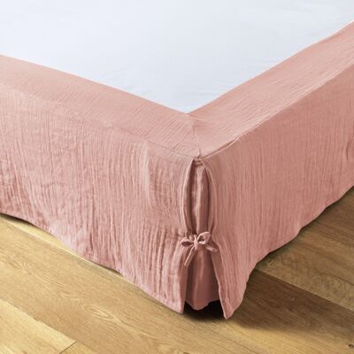 Cotton gauze bed skirt 160 x 200 cm GAÏA Peach pink