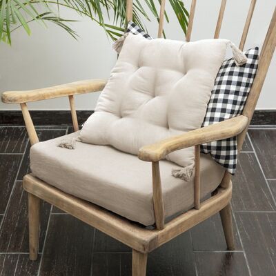 5-point padded cushion with pompoms Cotton gauze 40 x 40 cm GAÏA Pampa