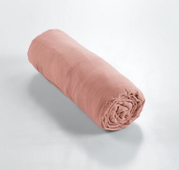 Drap housse Gaze de Coton 140 x 190 cm GAÏA Rose pêche 1