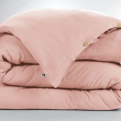 Housse de couette Gaze de Coton 260 x 240 cm GAÏA Rose pêche