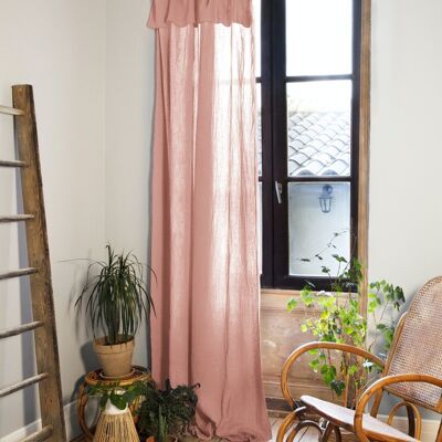 Adjustable curtain + 8 clip rings Cotton gauze 140 x 300 cm GAÏA Peach pink
