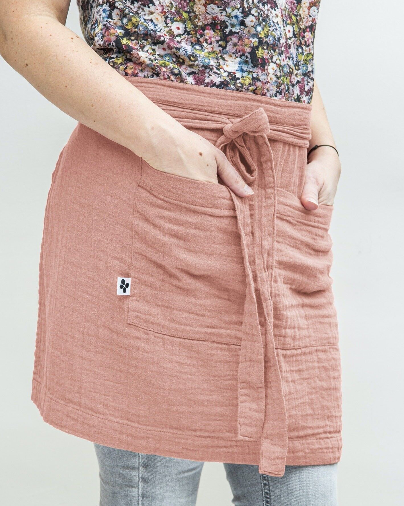 GAÏA Grembiule da cameriere in garza di cotone 45 x 80 cm Rosa pesca