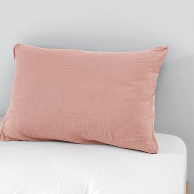 Funda de almohada de gasa de algodón 50 x 70 cm GAÏA Rosa melocotón