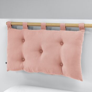 Tête de lit 5 boutons avec passants Gaze de coton 50 x 80 cm GAÏA Rose pêche 1