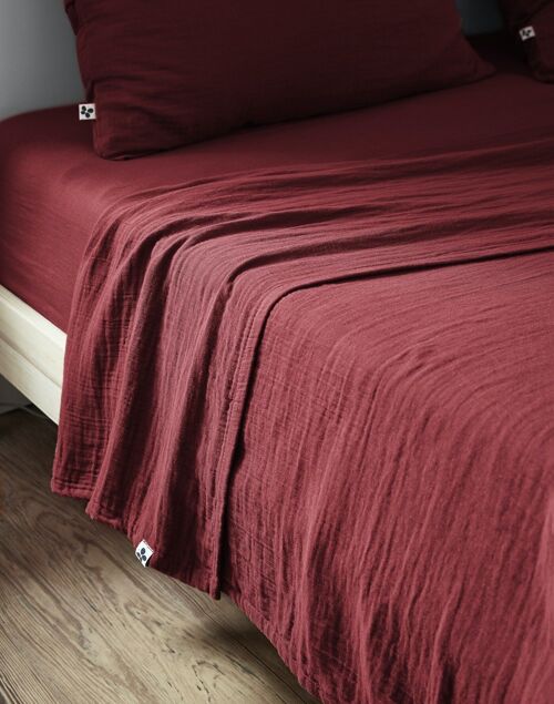 Drap plat 240 x 300 cm GAÏA Lie de vin