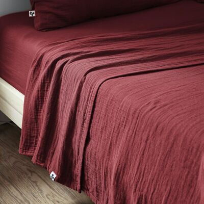 Drap plat 240 x 300 cm GAÏA Lie de vin