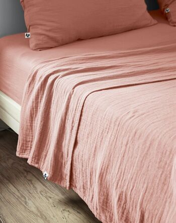 Drap plat 270 x 300 cm GAÏA Rose pêche