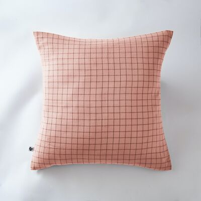 Cotton gauze pillowcase 60 x 60 cm GAÏA MIX Peach pink
