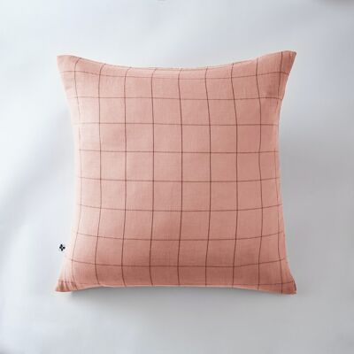 Cotton gauze pillowcase 60 x 60 cm GAÏA MATCH Peach pink
