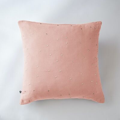 Funda de almohada de gasa de algodón 60 x 60 cm GAÏA CHIC Rosa melocotón