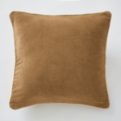 Cushion with removable cover 45 x 45 cm CÉSAR cotton velvet Camel