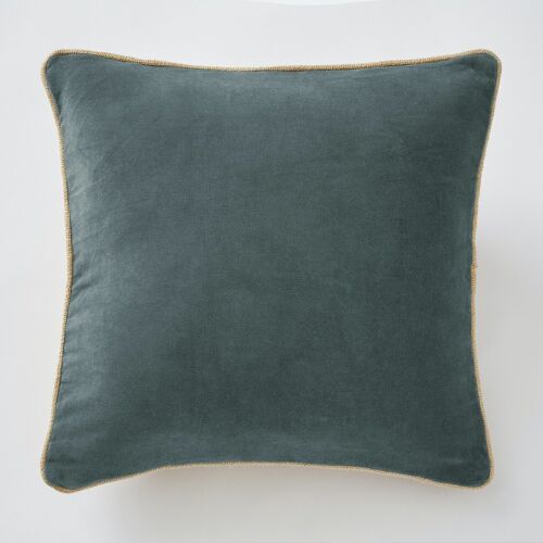 Coussin déhoussable 45 x 45 cm Velours de coton CÉSAR Ardoise