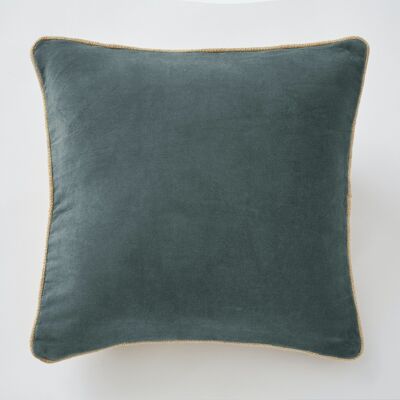Cojín con funda desenfundable 45 x 45 cm CÉSAR terciopelo de algodón Pizarra