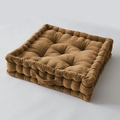Floor cushion 50 x 50 x 10 cm CÉSAR cotton velvet Camel