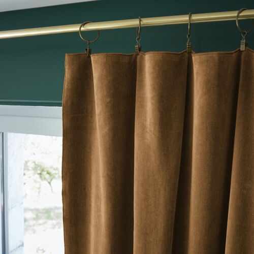 Rideau ajustable + 8 anneaux pince 140 x 270 cm Velours de coton CÉSAR Camel